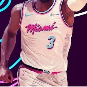 Dwayne Wade Miami Vice Heat Jersey Mens 56 White City Edition Swingman Dri Fit
